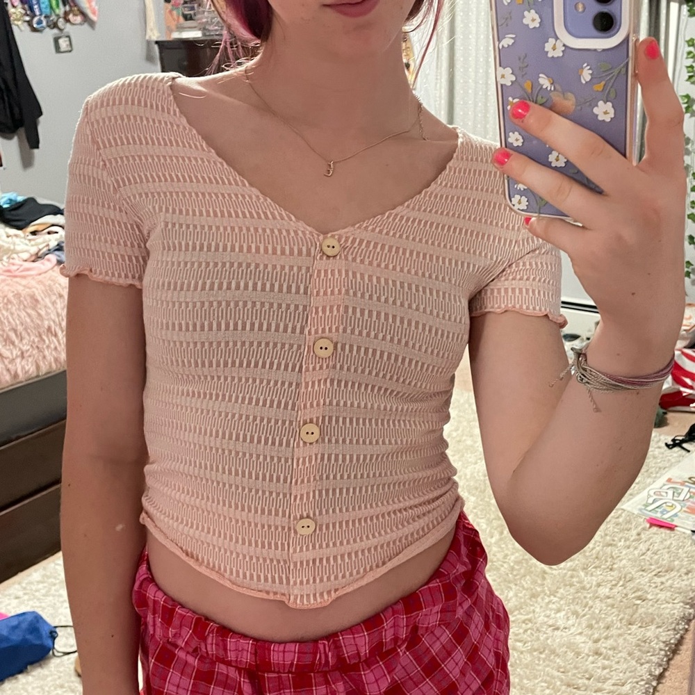 stretchy cute simply pink top. women’s small, worn once